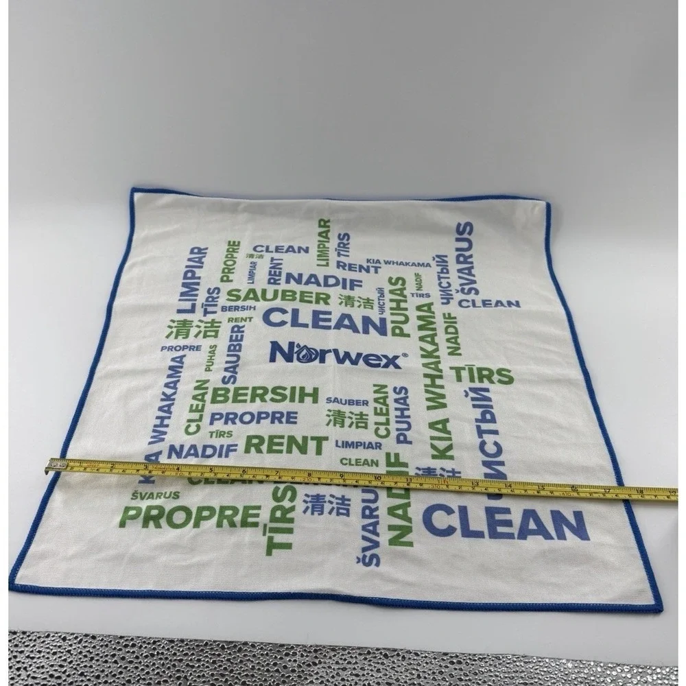 Norwex Window Cloth Cleaning Microfiber BacLock Blue Logo Rare Print Limited Ed